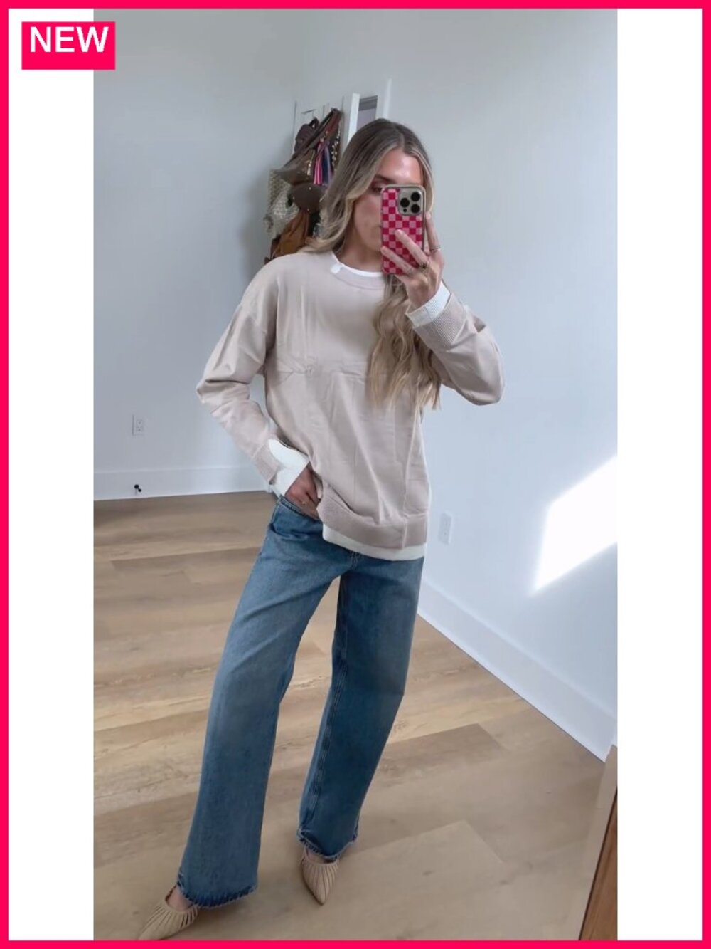 Oversized Knit Pullover Sweater Viscose Blend Long Sleeve Crew Neck - Picture 6 of 6